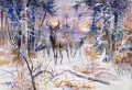 Ciervos en un bosque nevado 1906 Charles Marion Russell